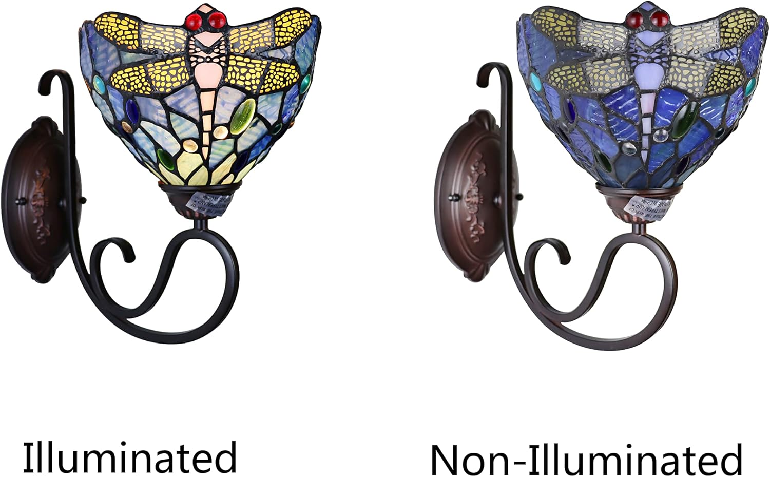 Chloe Lighting SUNNIVA Dragonfly Tiffany-Style Dark Bronze 1 Light Wall Sconce 8" Wide