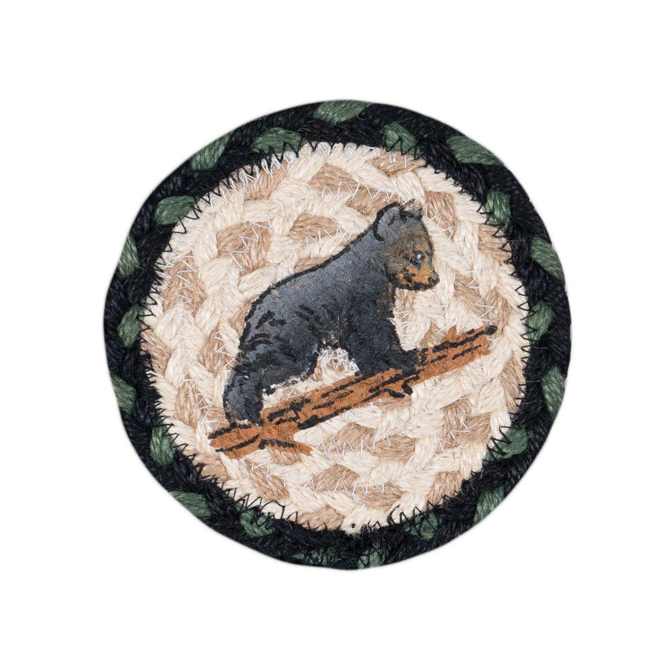 Earth Rugs Coaster, 5"x5", Green/Black