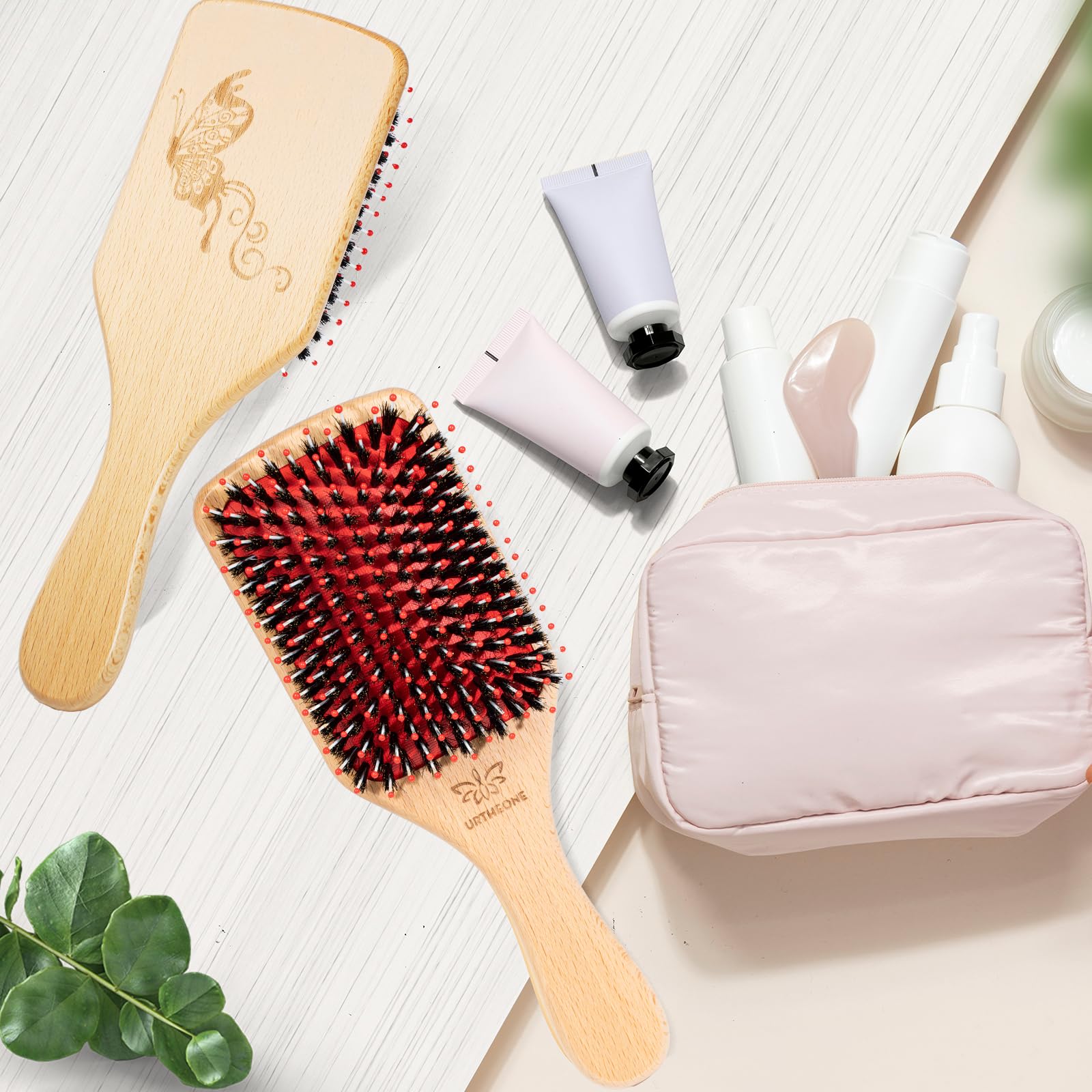 URTHEONE Cepillo de pelo de cerdas de jabalí para mujer