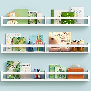 Large Nursery Book Shelves Wall Mounted for Kids Room, White Floating Nursery Bookshelf for Baby Girls Boys Bedroom, Toddler Kid Book Shelf for Classroom Library (32 Inch Long Set of 3)