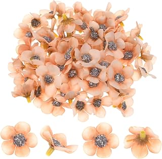 50-Pack Artificial Flower Heads, Small Silk Faux Daisy Flowers for Wedding/Garland/Hat/Shoes/Party Decoration, Fake Mini Cherry Blossom Petals Bulk [Ginger Yellow]