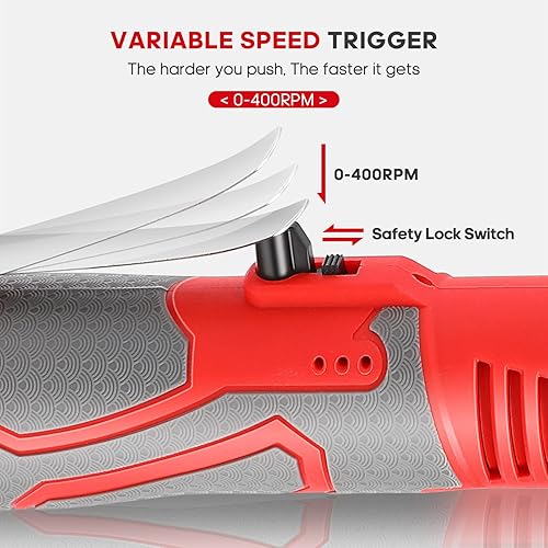 Miniatura 3 de FAHKNS Llave de trinquete inalámbrica extendida de 18 V, juego de llaves eléctricas 38 de 45 ft-lbs (60 N.m) 400 RPM de potencia, 2 baterías de