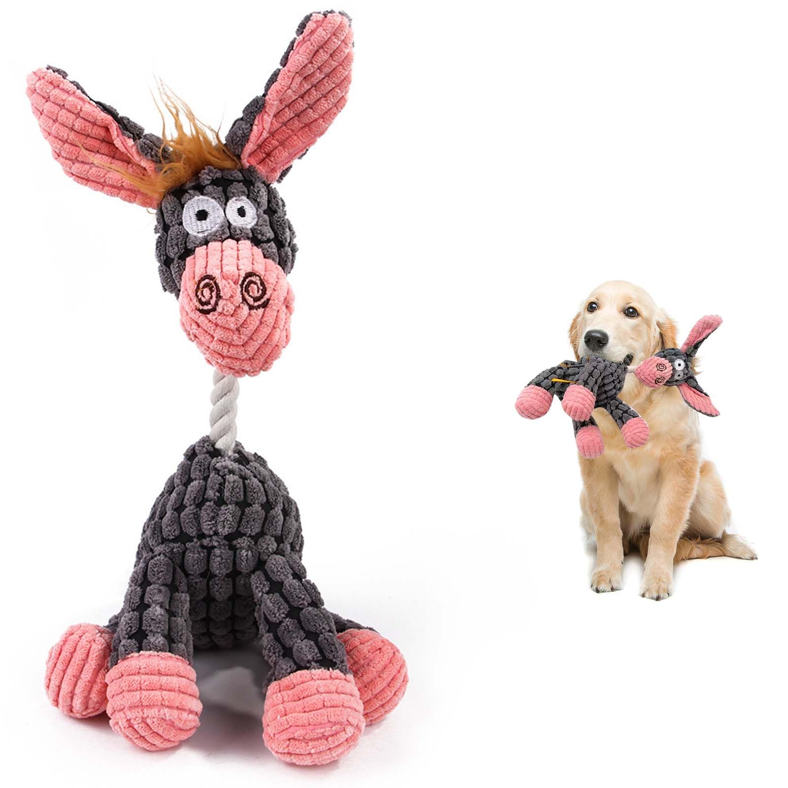 Zimoer Juguete para Perro, Squeaky Toy Juguetes Duraderos, Juguete Interactivo, Resistente a Las Mordeduras, Masticabl Juguete Sonoro para Cachorros Perro Pequeño Mediano (Gris)