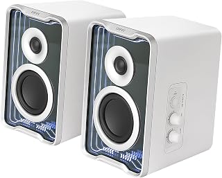 Edifier QR30 Bluetooth V5.4 Desktop Speakers: Compact 30W RMS Computer Speakers with App Control, Dynamic Lights & Multipoint, White