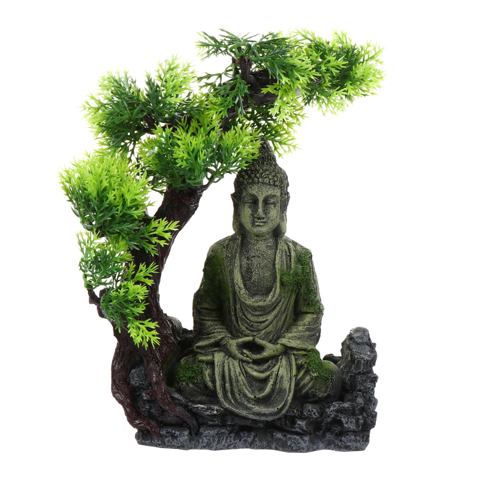 Toddmomy Figura de Acuario Buda de Resina Verde, Adorno para Decoración y Paisaje en Peceras y Acuarios