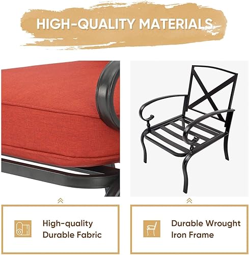 Miniatura 4 de Skiway Juego de muebles de 2 piezas con marco de acero metálico para exteriores, silla de comedor bistró para patio, sillas de conversación bistró