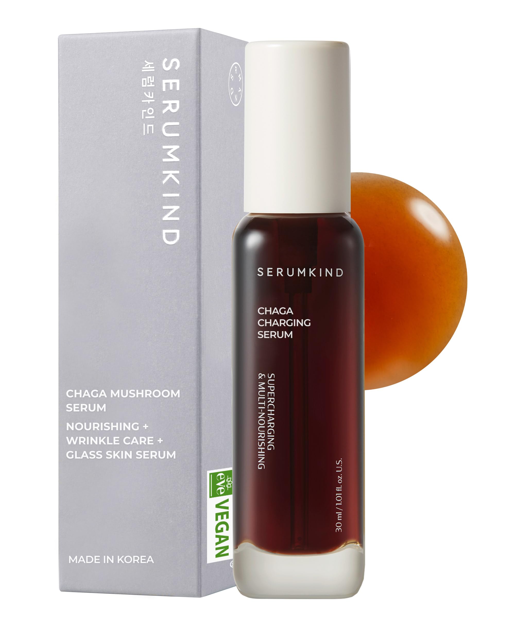 SERUMKIND Chaga Charging Drop - Nourishing and Hydrating Face Serum ââ‚¬â€œ Chaga Mushroom and Ginseng Extract ââ‚¬â€œ Deep Hydration for Extremely Dry Skin - Vegan, Cruelty Free, Unscented ââ‚¬â€œ 1.01 fl.oz.