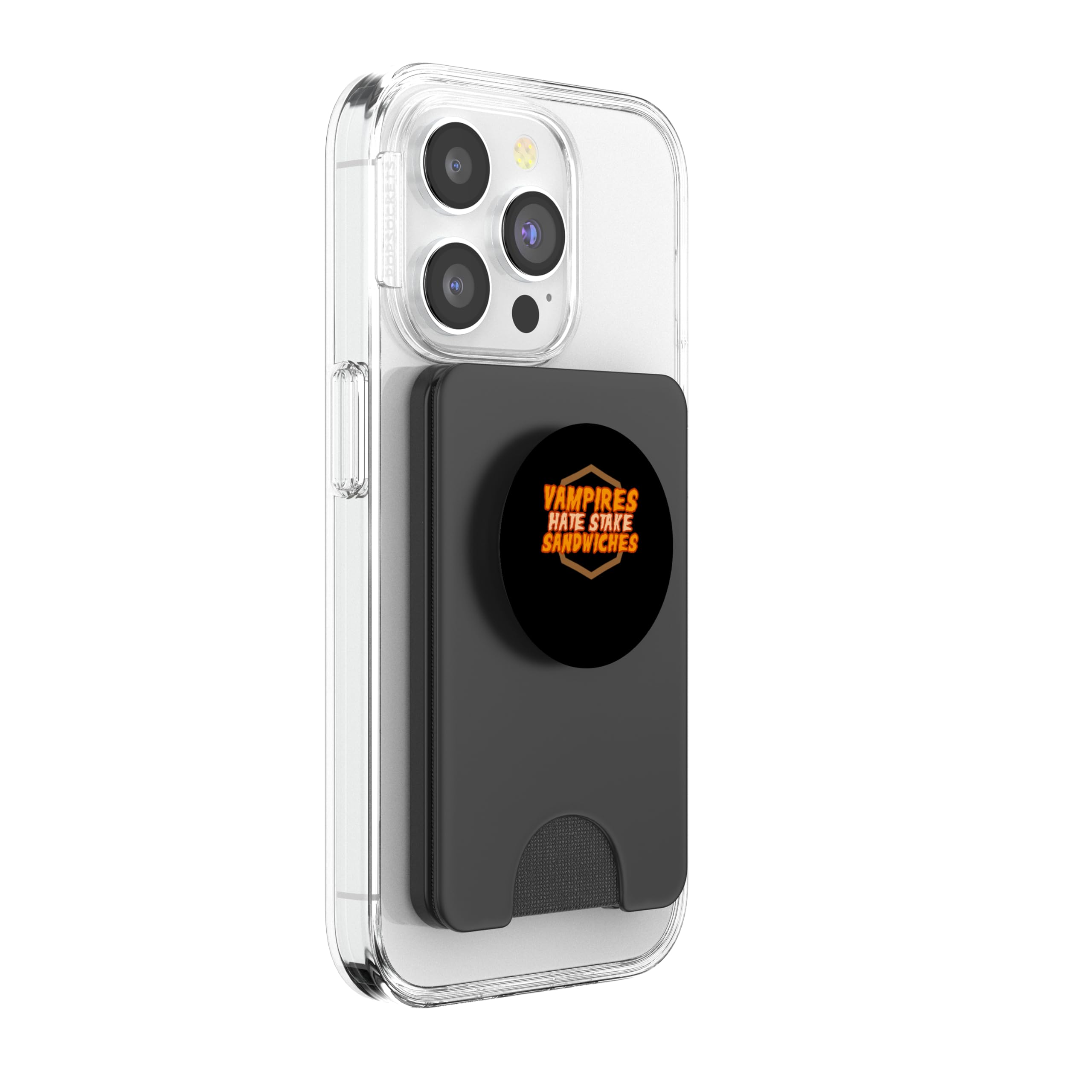 Vampires hate stake sandwiches - Vampire PopSockets PopWallet for MagSafe, Black - Image 4