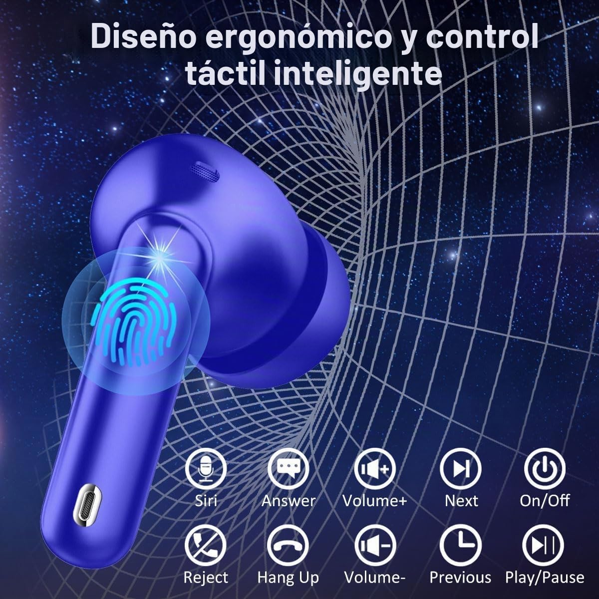 Auriculares Inalámbricos Bluetooth 5.4, Cascos con ENC y Control Táctil