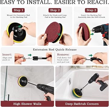 5 Inch 30 PCS Scouring Pads Drill Brush Power Scrubber Cleaning Kit