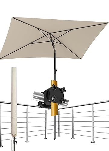 4smile Sonnenschirm Balkon SunnyShade 3-in-1 SET in Beige - UPF