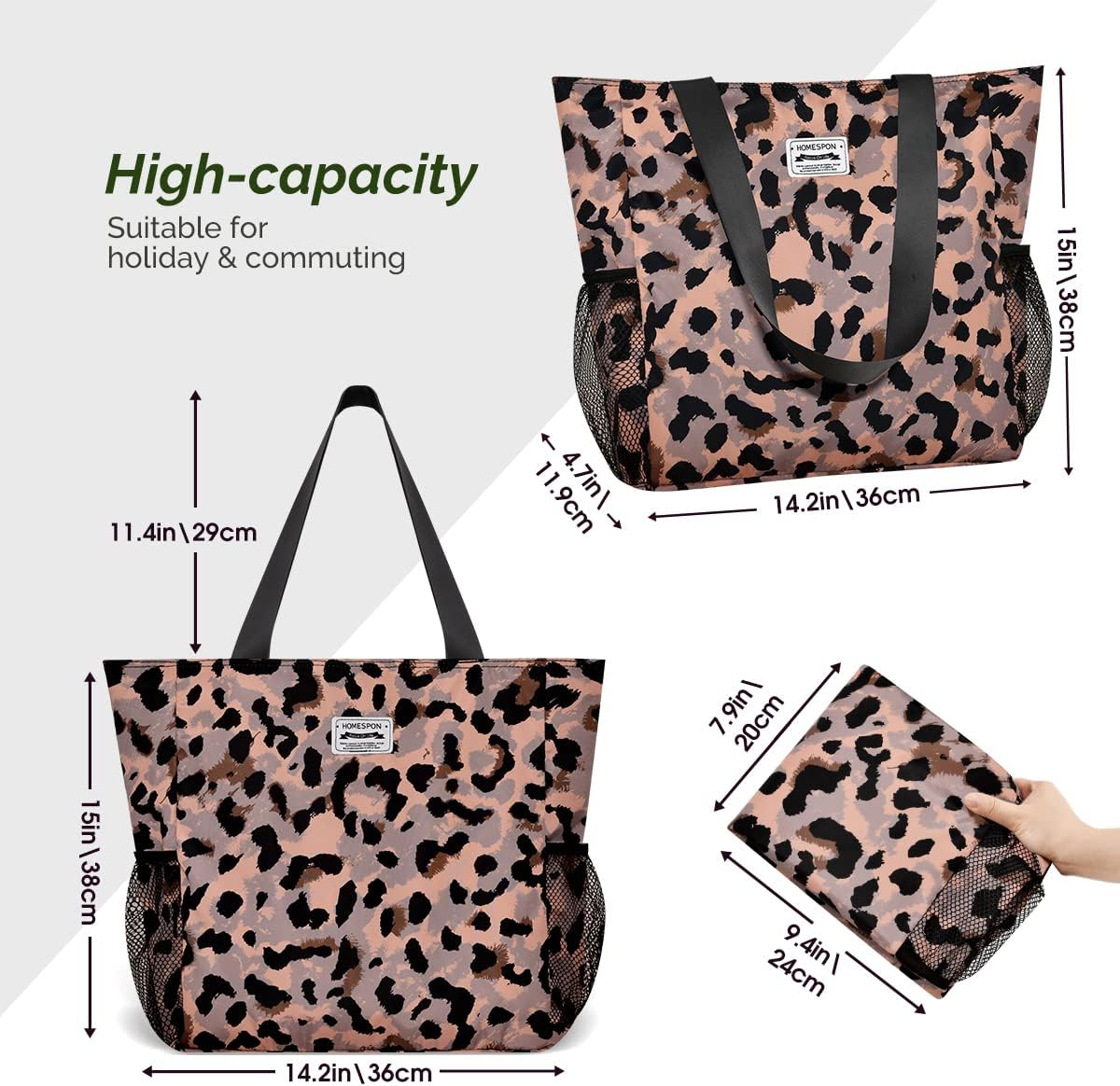 Buringer Large Waterproof Beach Bag for Women Sandproof Tote Bag with Zipper and Pockets Pool Bag for Travel Gym Vacation - Image 3