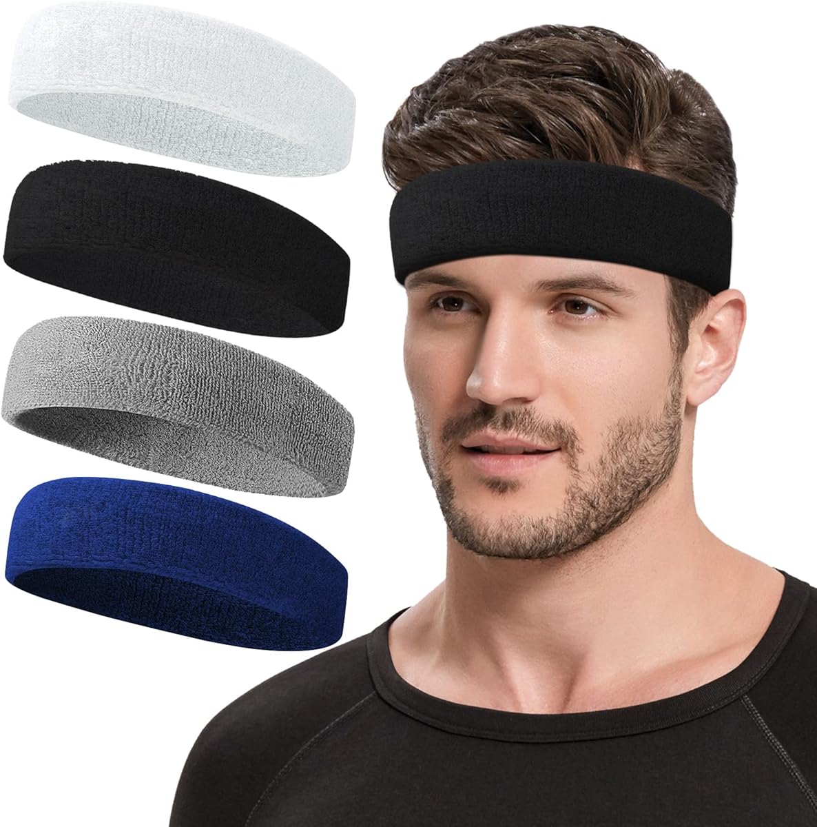 Towel Headband Fashion Sweatbands Sports Headband Soft Organic Cotton Outdoor Head Sweat Band for Men & Women Yoga Exercise12 PCS