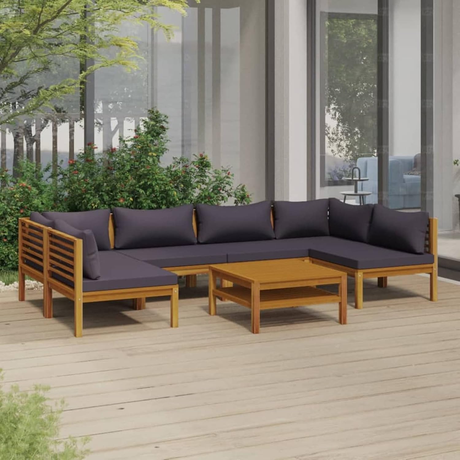 Yolola LoungeSet Holz 7TLG. Garten Loungemöbel Set Balkon Lounge mit