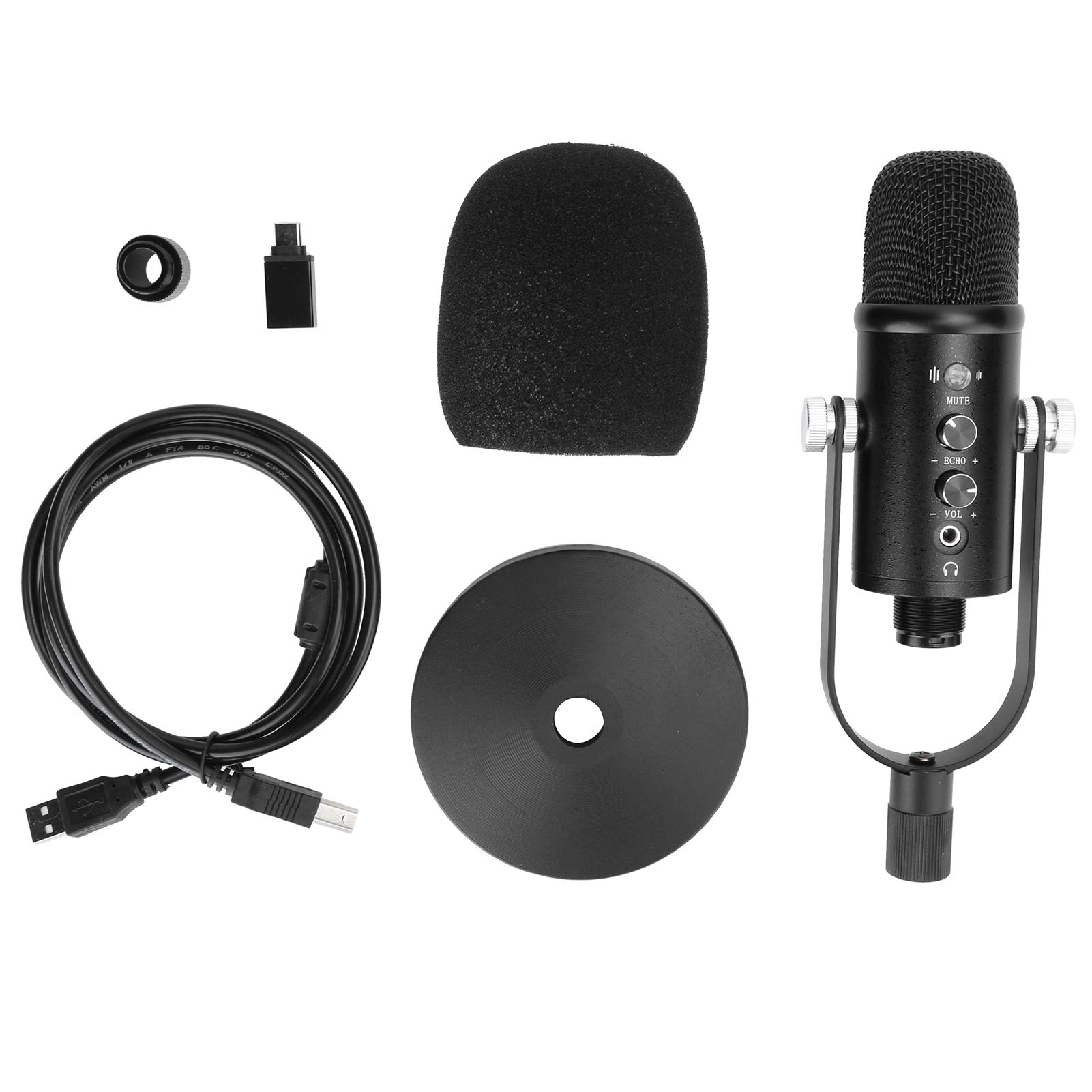 Mikrofon Konferencyjny BM 86, Wyraźny Dźwięk Hi-Fi Mikrofon Wielokierunkowy USB z Adapterem Typu C do Komputera Stacjonarnego i Laptopa, Idealny do Dyktowania, Nagrywania,