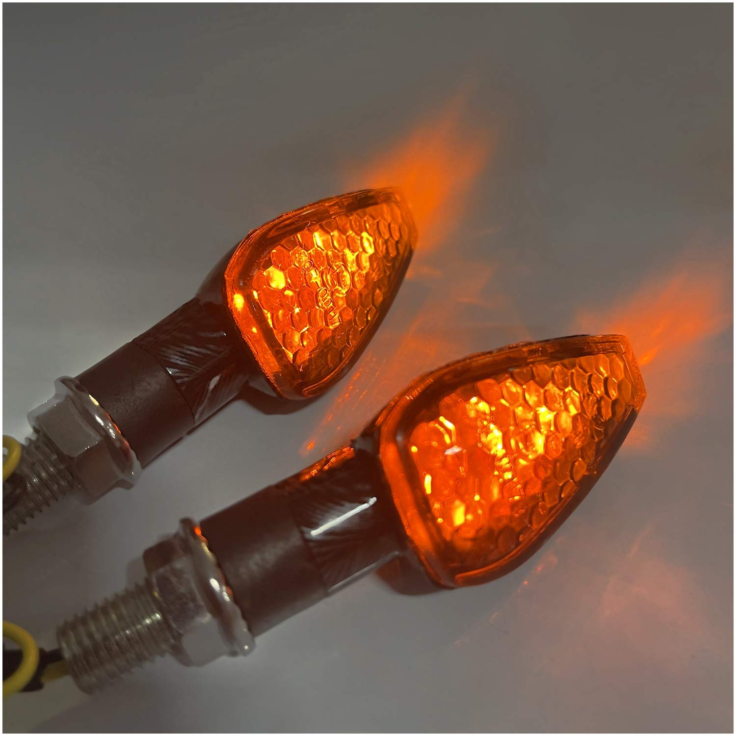 HongK- Motorcycle Dual Sport Turn Signal LED Light With Smoke Lens Compatible with Most Suzuk Kawasak Streetbike Sportbike [P/N: MT303-008-CN+SK]