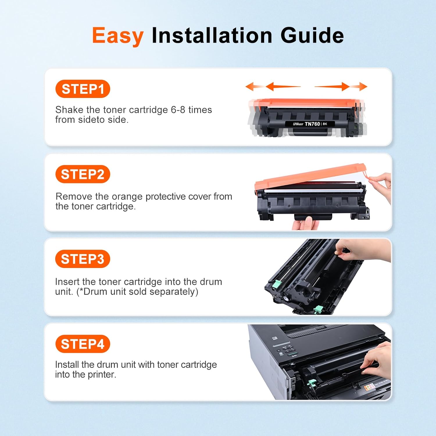Compatible TN760 Toner Cartridge Replacement for Brother TN760 TN730 TN-760 TN-730 Toner High Yield Fits MFC-L2710DW MFC-L2750DW DCP-L2550DW HL-L2350DW HL-L2395DW HL-L2370DW (Black, 4 Pack) - Image 8