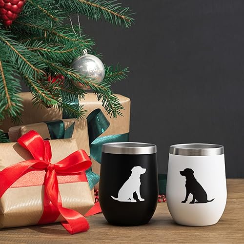 Miniatura 4 de Lifecapido Labrador Silhouette - Juego de 2 vasos de vino de acero inoxidable para amantes de los labradores, regalos de cumpleaños de Navidad para