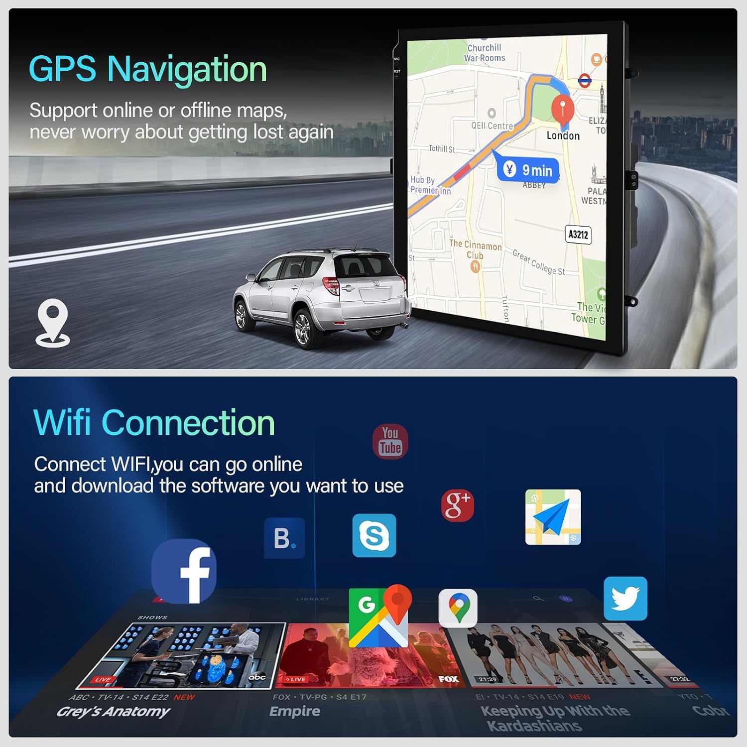 2G+64G Android 13 Car Stereo Radio for Ford Focus 2012-2018 with Wireless CarPlay/Android Auto, 9.7 inch Touch Screen Head Unit, HiFi Audio GPS Navigation WiFi Bluetooth SWC HD Backup Camera image 4