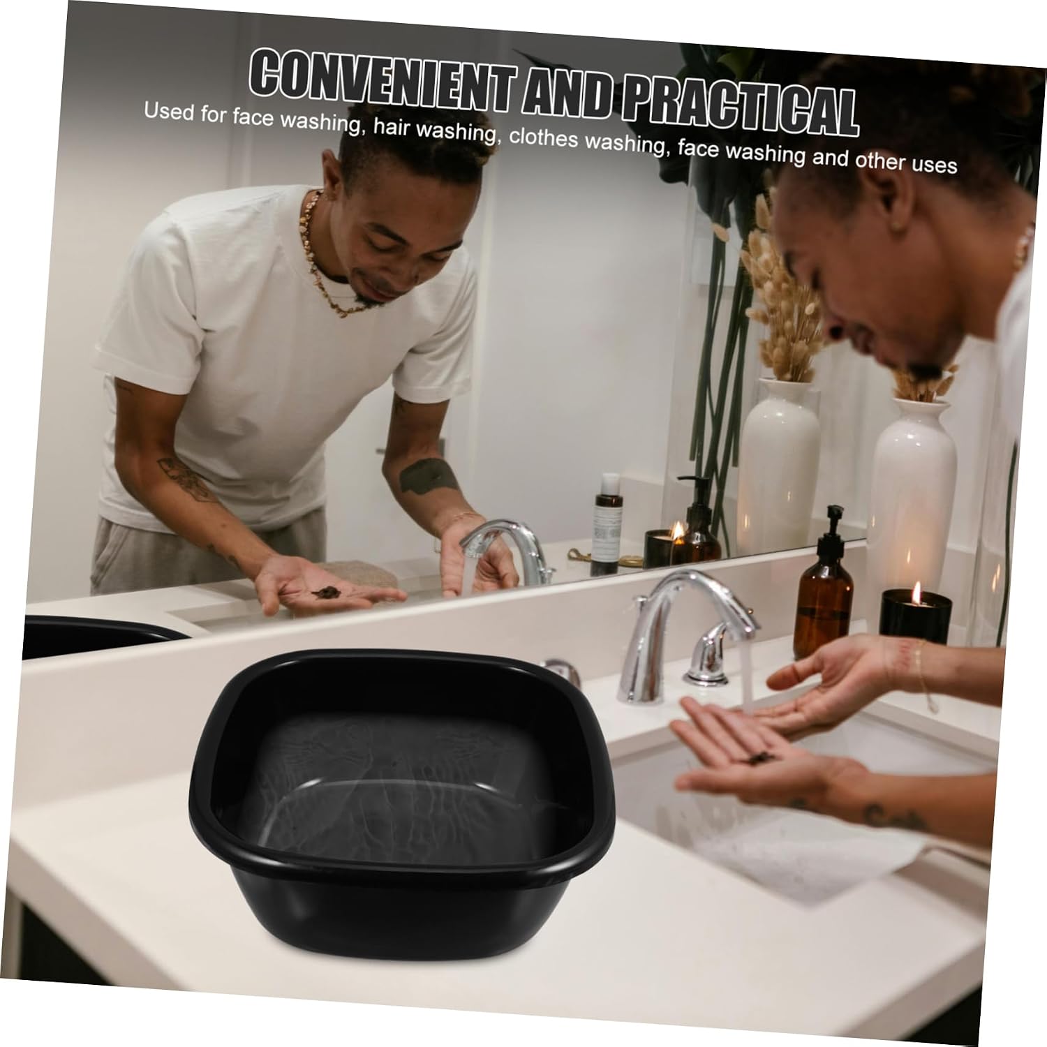Plastic Wash Basin for Home Travel Hand Wash Bucket for Face Cleansing and Bedside Soaking Tub Lightweight Design