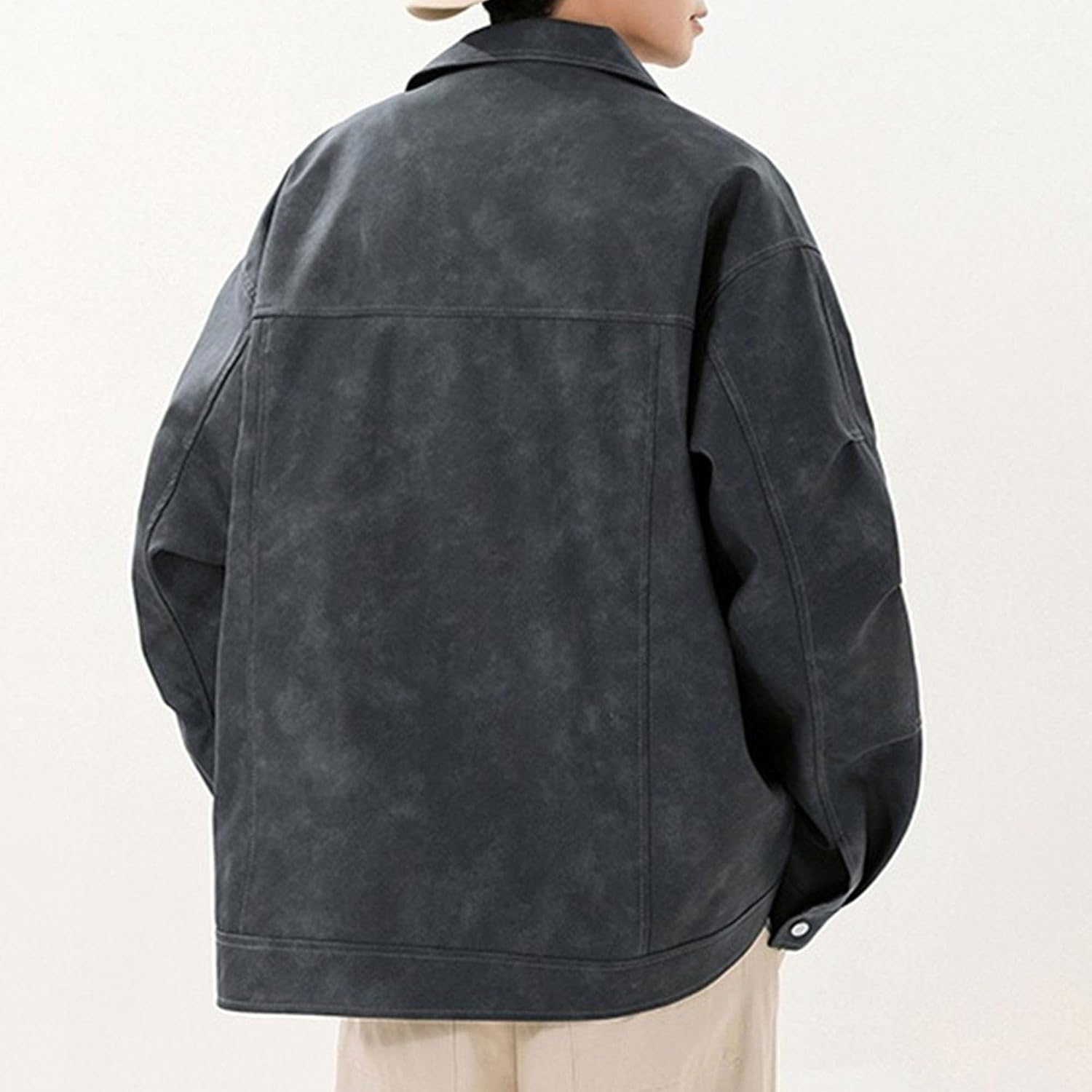 Men Vintage Baseball Sport Denim Jacket Trendy Button Lapel Casual Jean Jacket Fall Multi Pocket Fashion Denim Outerwear