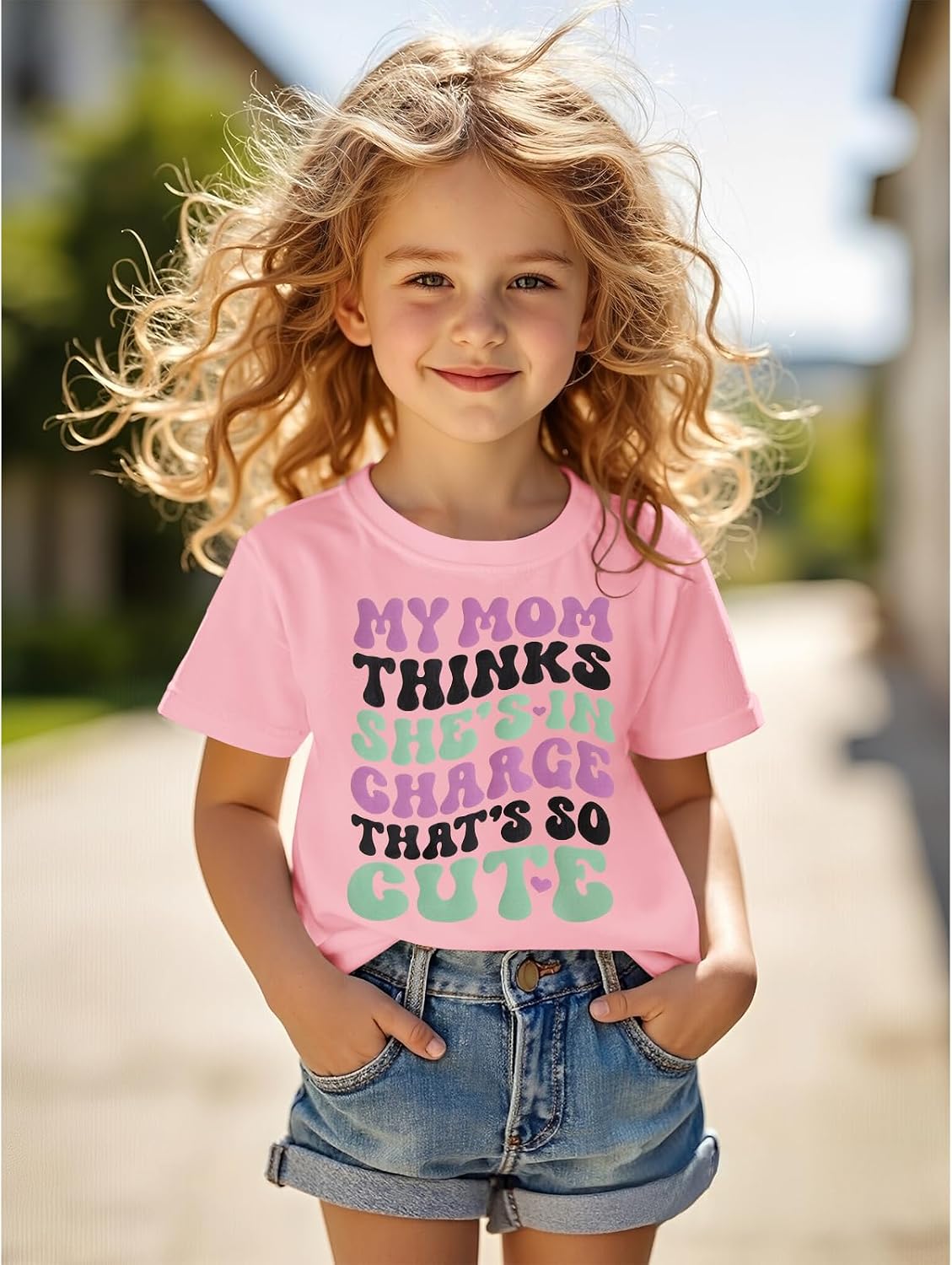 CM C&M WODRO Toddler Girl Mothers Day Shirt My Mom Thinks She's in Charge That's So Cute T-Shirt Kids Mother's Day Summer Top
