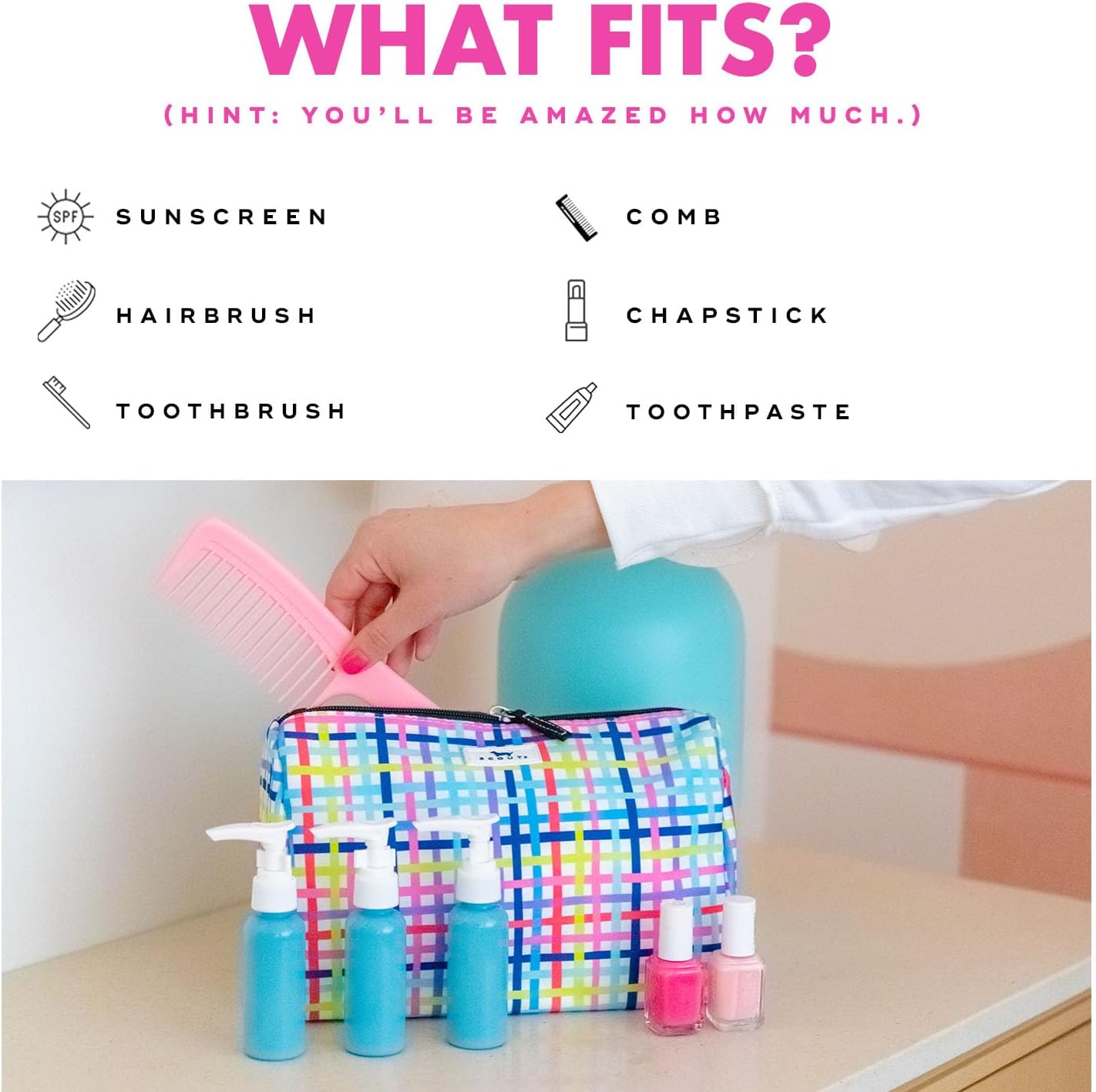 SCOUT Packin' Heat Toiletry Bag - Makeup, Toiletry & Cosmetic Bag, Fits Full Size Items, Inside Pocket, Water-Resistant, Zips Closed