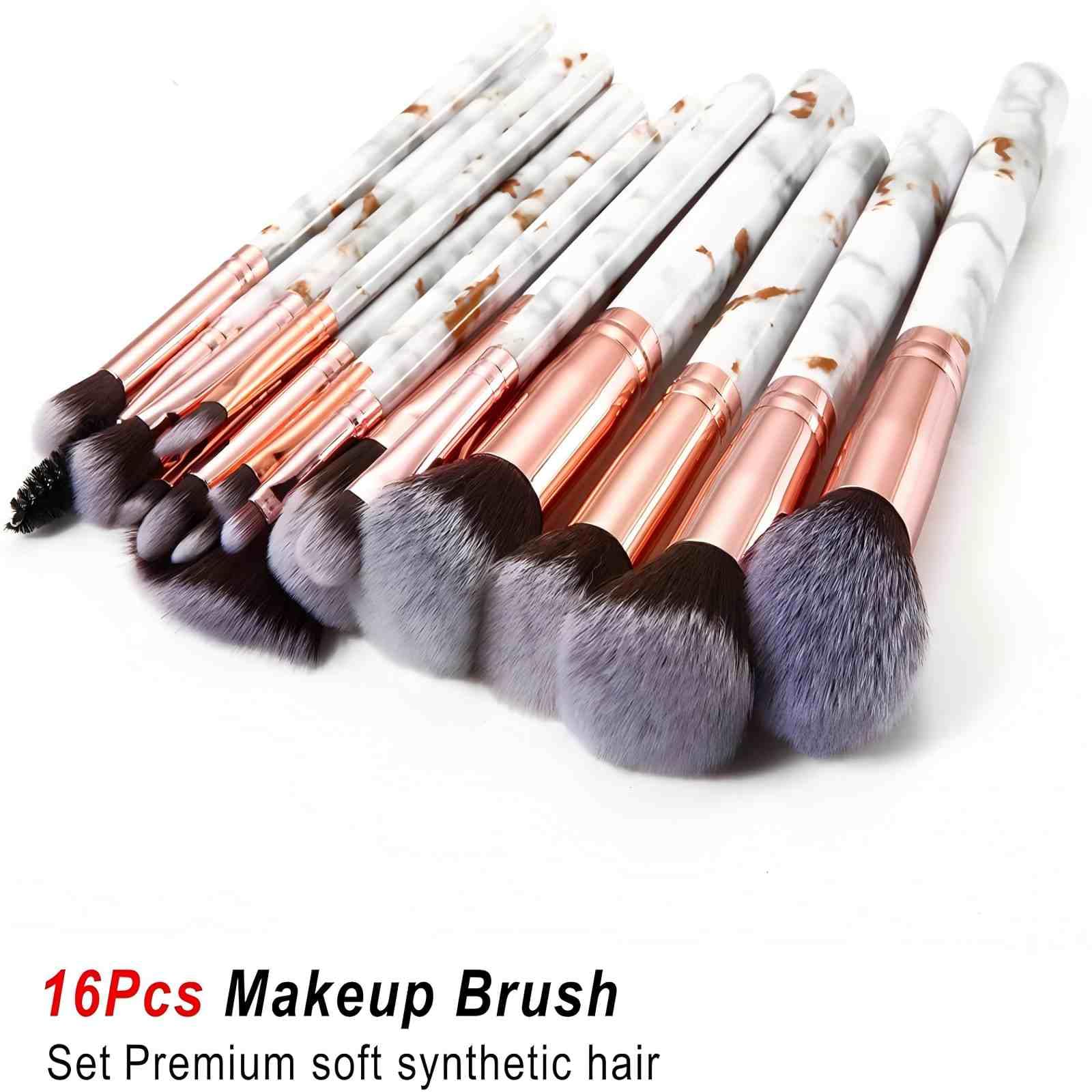 Pennelli Make Up DUAIU 16 Pezzi Set Di pennelli Trucco Fondotinta Cipria Crème Liquido Professionali Pennelli Per Volto Ombretti e Sopracciglio Adatto Per Liquidi, Creme, Polveri, ecc.