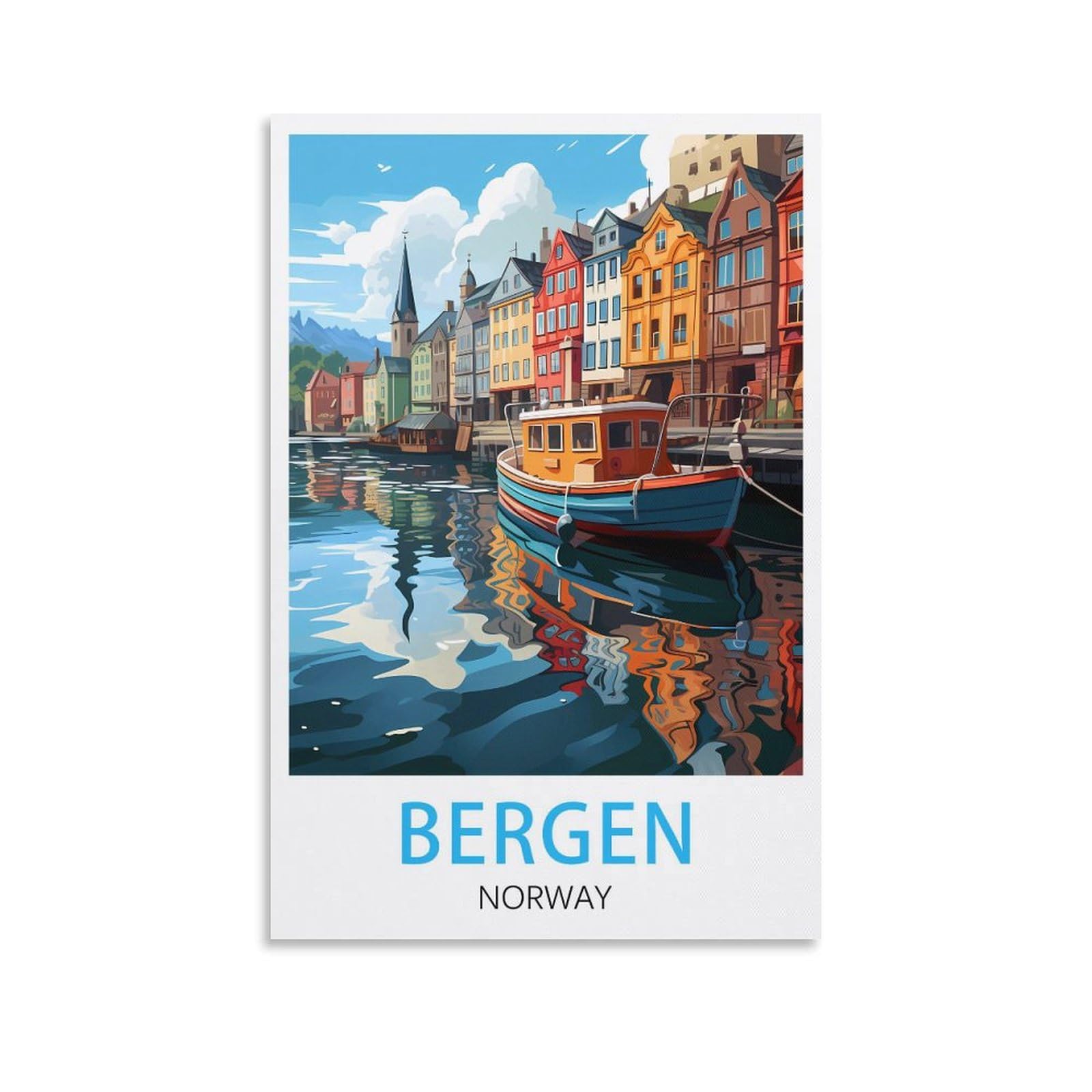 EZMLFA DIY 5D Diamond Painting Kits for Adults,Bergen Norway Crystal Rhinestones Art Craft for Beginners DIY Home Wall Decor Gift 50x60cm