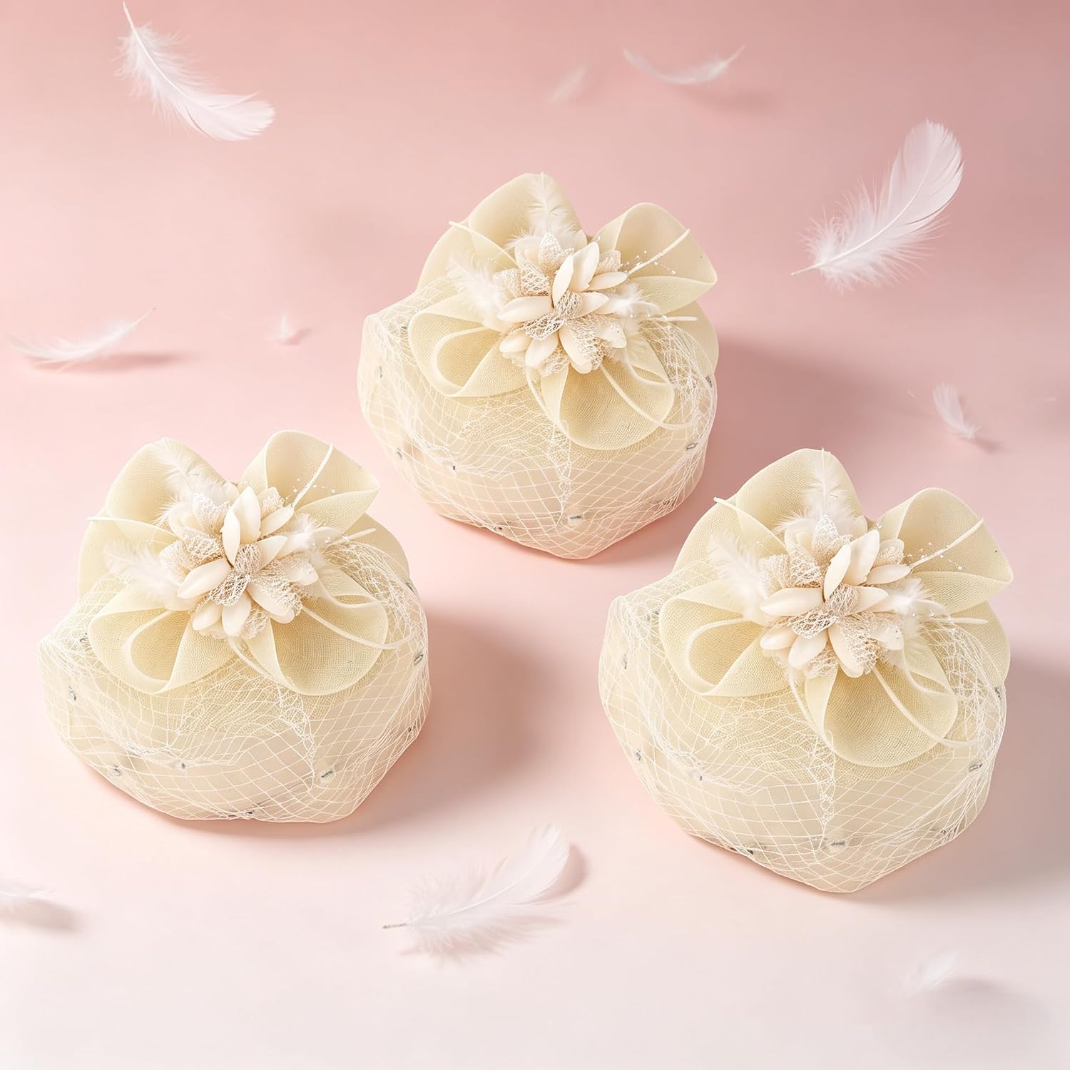Hats for Women,Elegant Off-White Fascinators Hats,Suitable for Proms Cocktail Party Horse Races