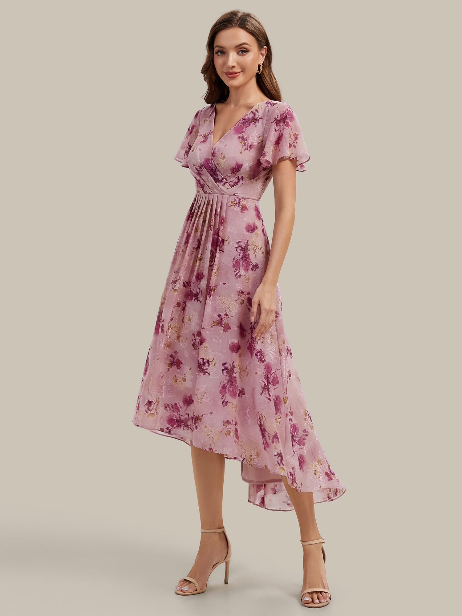 Ever-Pretty Abendkleider Elegant Kleid Hochzeitsgast Damen Midi Cocktailkleid High Low Festliche Kleider EG02762