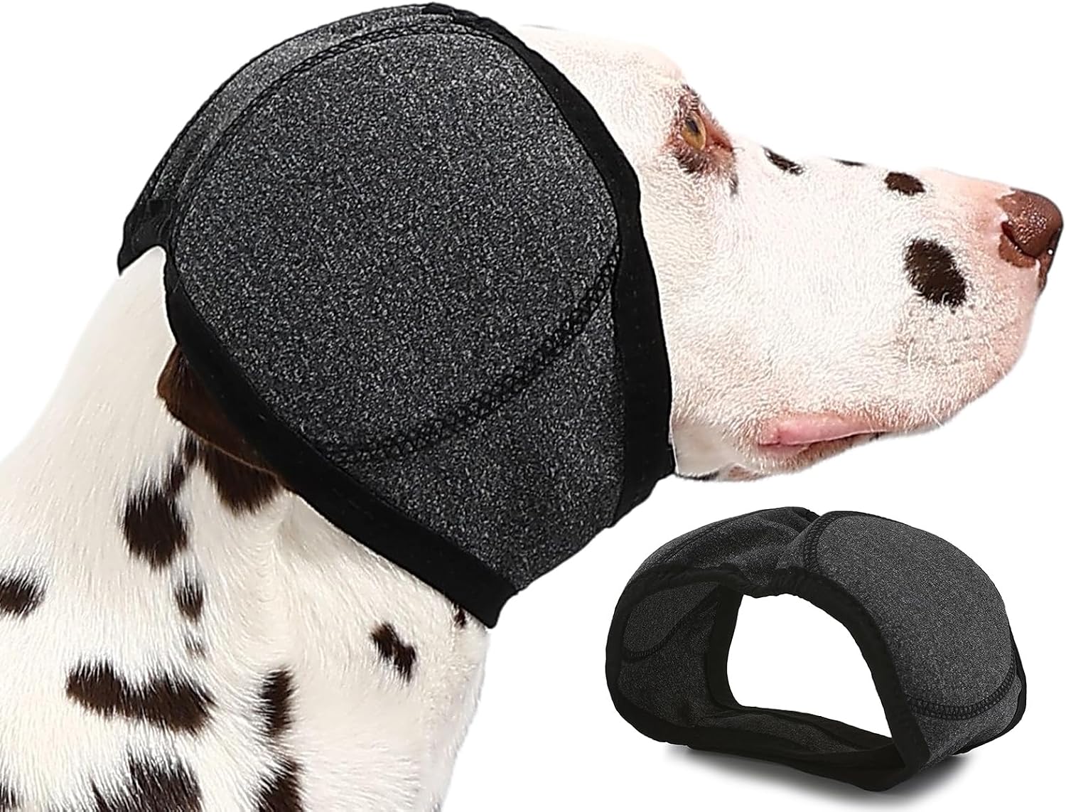 Dog Ear Muffs Wrap for Hematoma, Bathing, Drying, Swimming & Noise Anxiety Relief- Elastic Waterproof Ear Protection with Calming Hoodie Design for Grooming