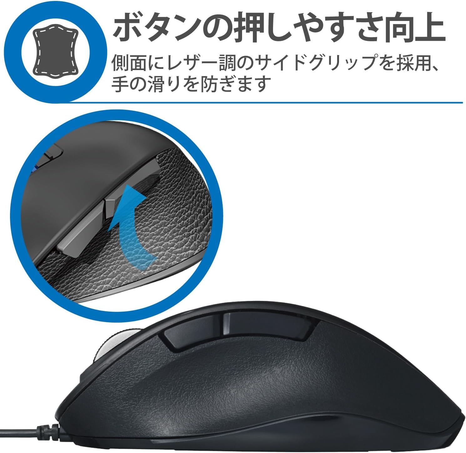 ELECOM Wired Mouse Blue LED Grip Feeling EX-G Series M Size 5 Buttons Red M-XGM10UBBK