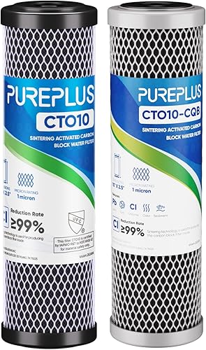 Cartucho de filtro de agua de carbono CTO de 1 micrón, 2.5 x 10 pulgadas, repuesto para sistema de filtro de agua debajo del fregadero, Dupont