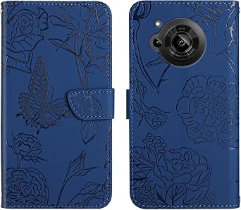 Compatible with Sharp Aquos R7 SH-52C Cover,Compatible with Sharp Aquos R7 SH-52C Flip Kickstand PU Leather Wallet Phone Case Blue