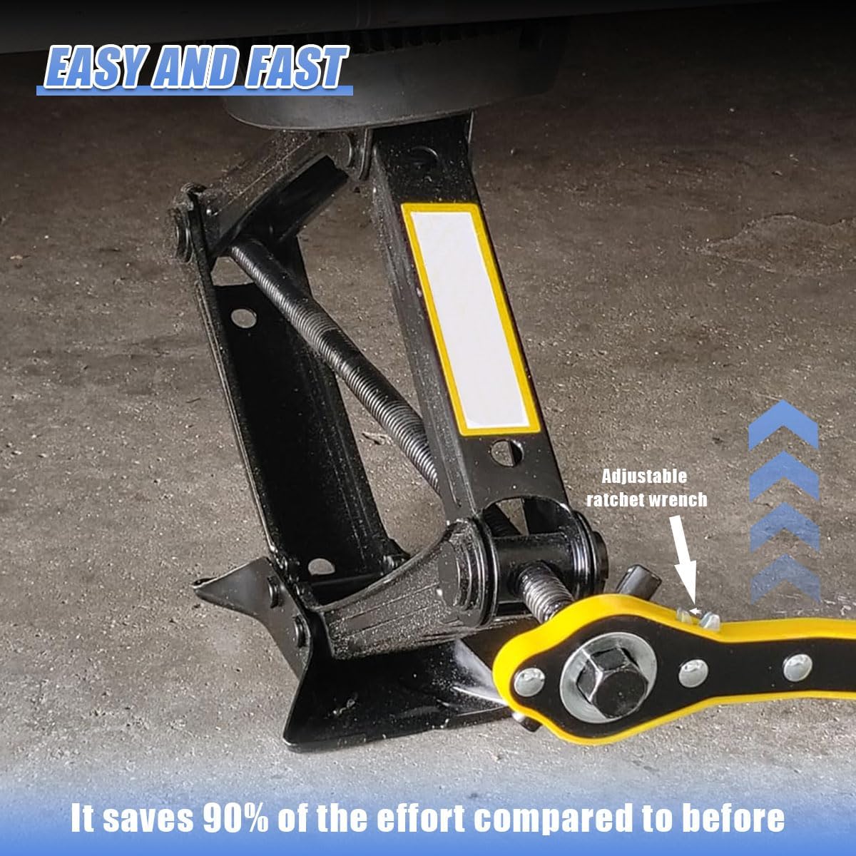 2PCS Car Scissor Jack Kit, Max 2 ton (4,409 lb) Capacity Automotive Lift Jacks Tool with Ratchet Wrench, Portable Heavy Duty Vehicle Tire Emergency Repair Accessory for SUV, MPV (Black)
