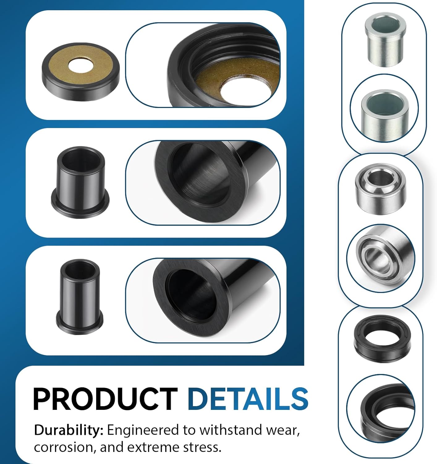 2x Rear Upper+Lower A-arm Bushing Shaft Kit for Honda Rincon 650 680 TRX650 TRX680 2003-2014