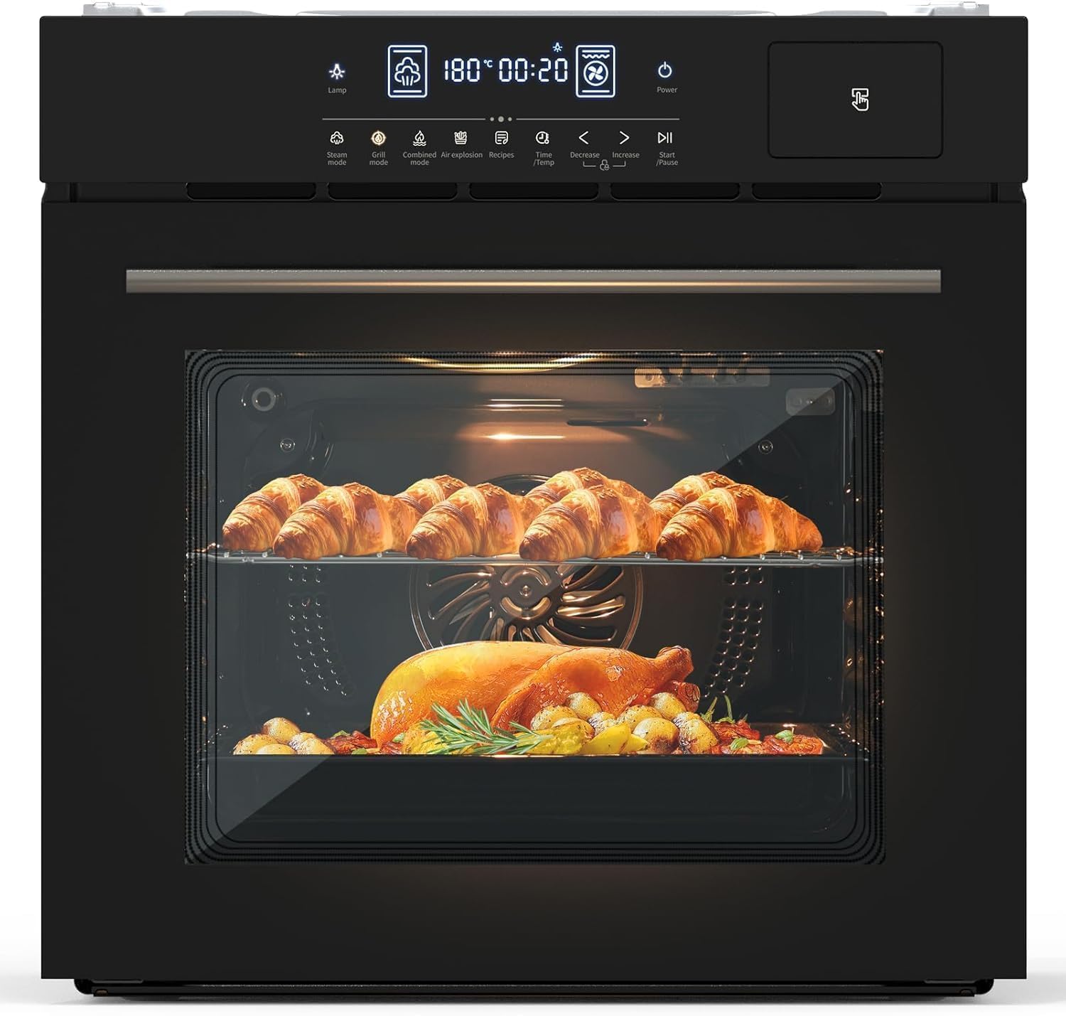 Single Wall Oven, 24” Electric Built-In Oven, 2.5 Cu.Ft Wall Oven With Touch Control, 3000W 240V, 8 Cooking Functions for Kitchen