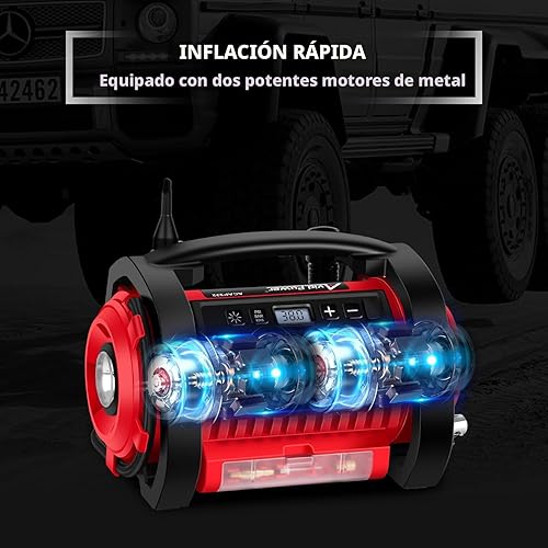 Miniatura 2 de Avid Power - Compresor de aire para neumáticos, bomba para neumáticos de doble potencia de 12V CC110V CA con modos de inflación y deflación, motores