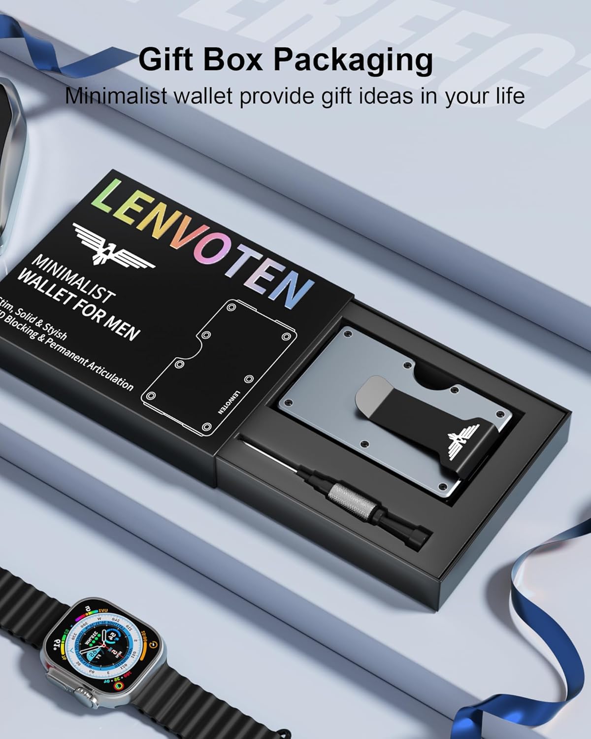 Upgraded Hinged Minimalist Wallet for Men | Slim Metal RFID Blocking Wallet | Credit Card Holder & Money Clip Holds 20 Cards | Premium Scratch-Resistant Finish | Ideal Gift for Men(AirTag Compatible) - Image 7