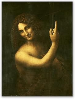 Yomcut Leonardo Da Vinci Art Print - Saint John The Baptist Poster - Renaissance Canvas Print - Religious Painting Cool Wall Decor for Bedroom Living Room Office Unframed (12×16in/30×40cm)