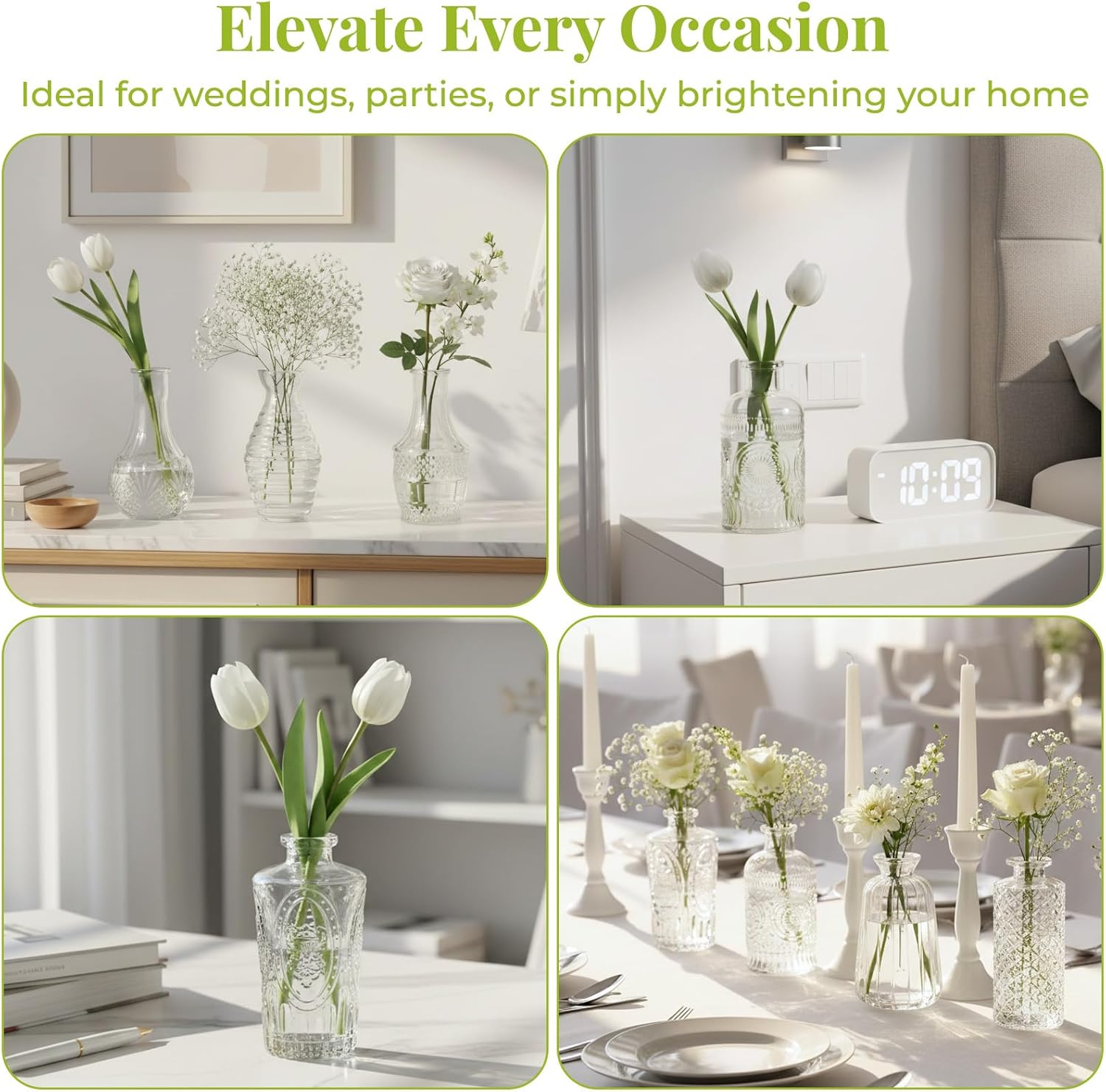 22 Pack Bud Vase in Bulk - BEAHOT Clear Flower Vases for Wedding Decorations, Glass Vase for Centerpiece Table Decorations, Small Boho Vase for Home, Wedding Decor, Mother's Day, Party, Office - Image 5