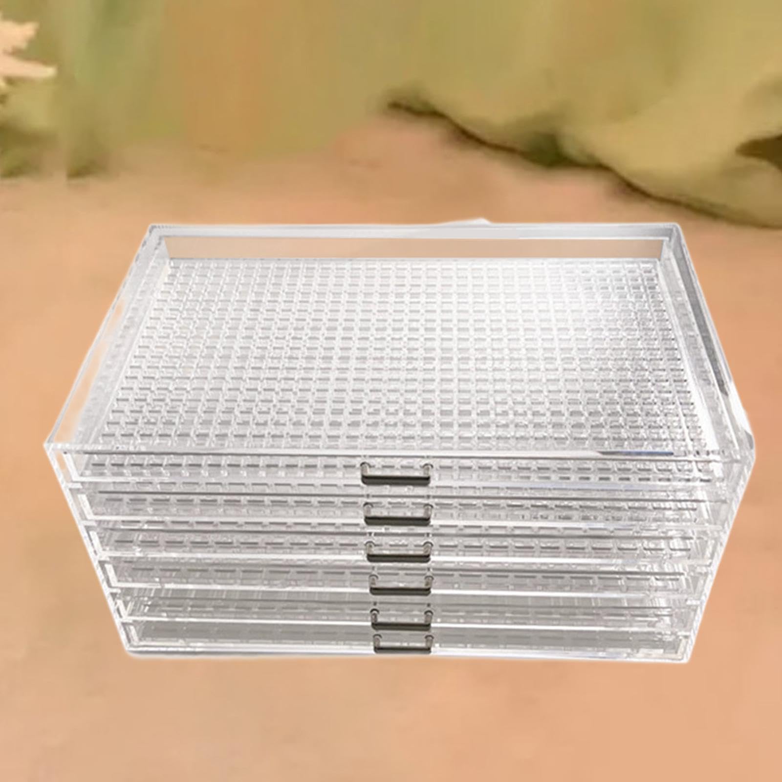 Organizador de Uñas Caja de Almacenamiento Transparente Acrílico Multiuso Cajón para Joyería Separador de Perlas Polvo a Prueba Adecuado para Escritor