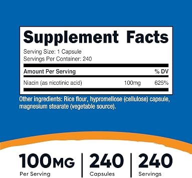 Nutricost Niacin (Vitamin B3) 100mg, 240 Capsules, with Flushing | GMO-Free, Gluten Free