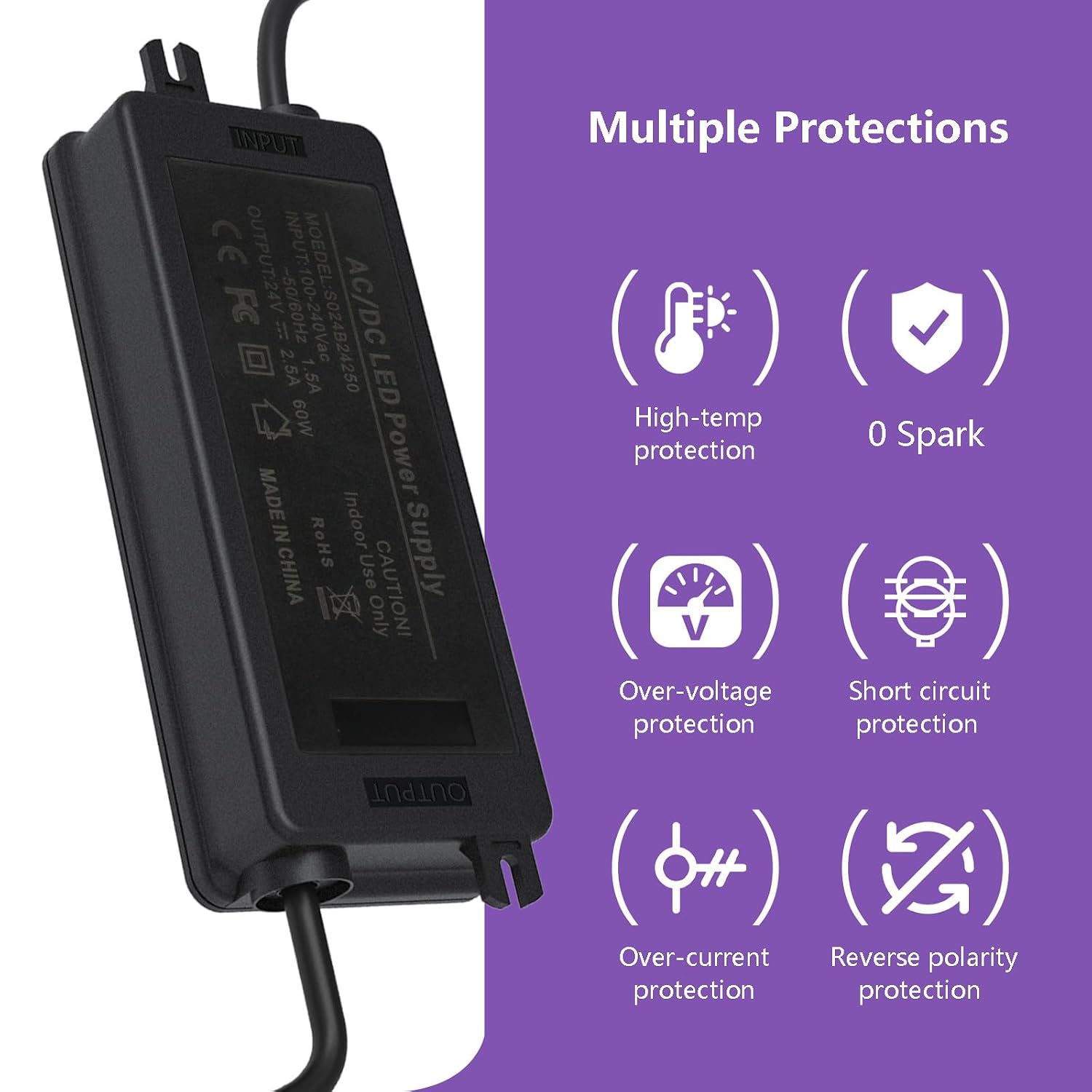 for Philips Hue Outdoor Lights Strip Power Supply, 24V 60W Single Connector Power Adapter for Lily Spot/XL Spot, Calla Pathway, Impress Pedestal, Impress Wall Lights Low Voltage Lighting