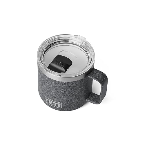 YETI Rambler 14 oz Ceramic Lined Stackable Mug, Vacuum Insulated, Stainless Steel with MagSlider Lid, Black Stone