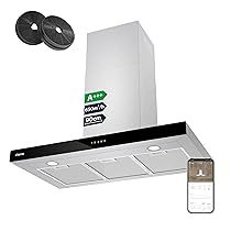 CIARRA CBCS9102 Classe A+++ Cappa Aspirante 90 cm – 650m³, h -Controllo Touch & WiFi – 4 Velocità con Booster – Filtro a Carbone CBCF003 Incluso