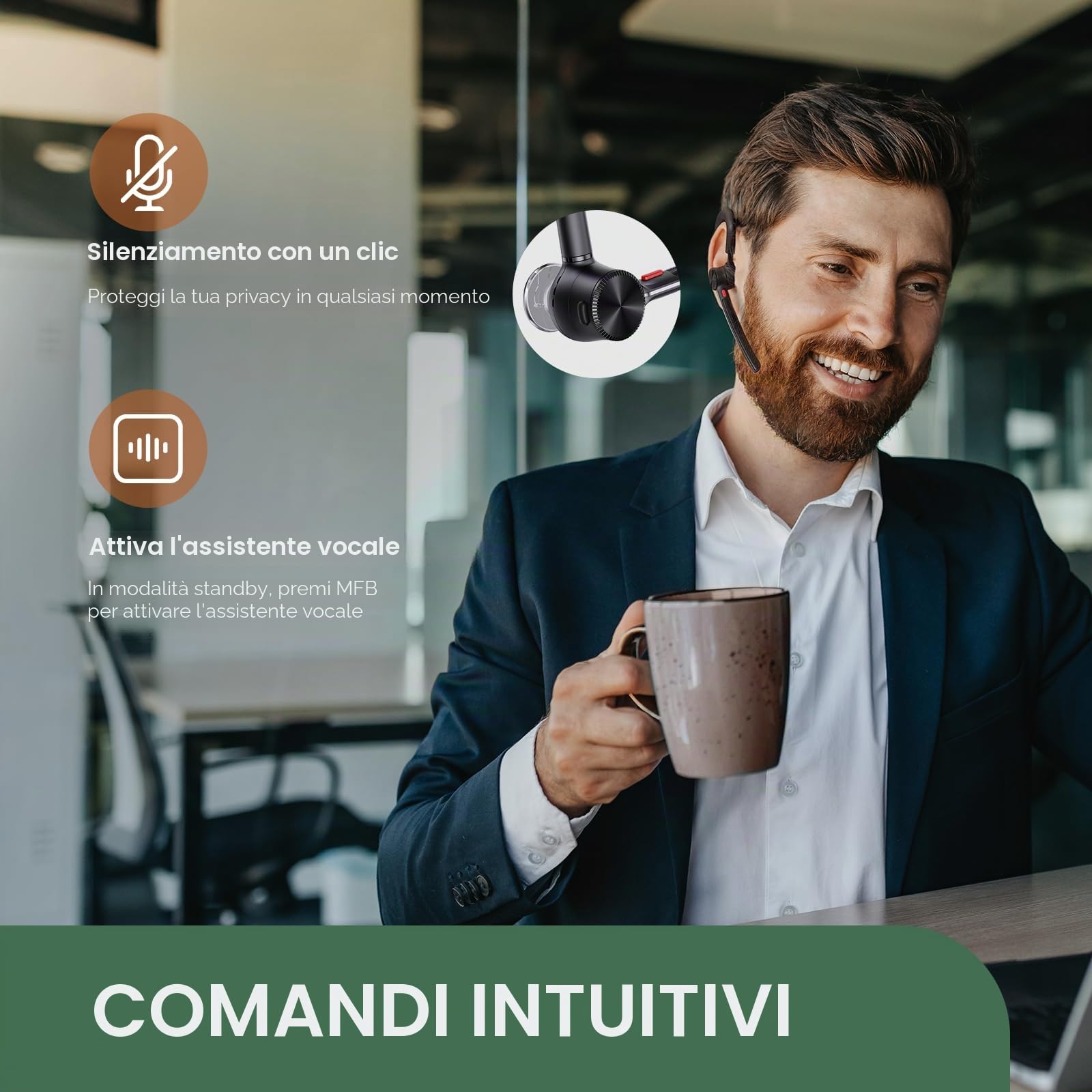Yealink BH71 Pro - Cuffie Bluetooth con Dongle USB, certificato Teams, auricolare senza fili per cellulare, PC e laptop, microfono a riduzione del rumore, gancio per orecchio regolabile