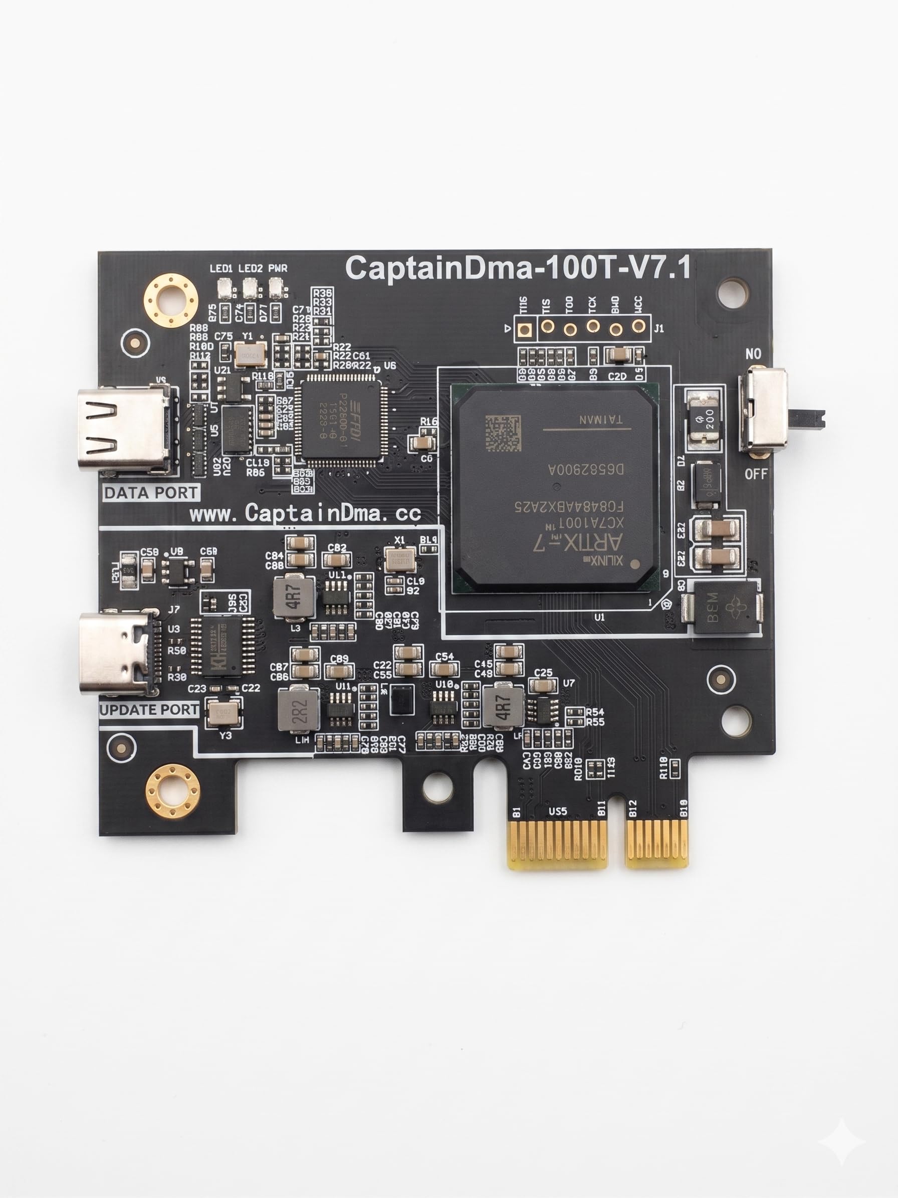 100T DMA-Karte – Artix-7 XC7A100T FPGA, PCILeech/MemProcFS kompatibel – USB-C/PCIe Direct Memory Access Board – FT601 bis zu 400 MB/s, Aluminium-Kühlkörper, USB-Firmware-aufrüstbar