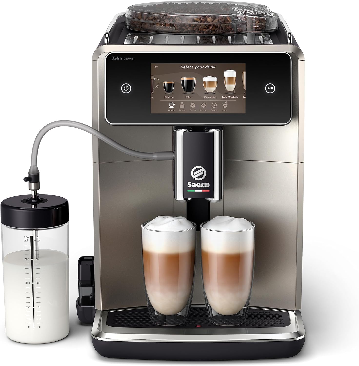 Saeco Xelsis Deluxe Cafetera Superautomática - Wi-Fi Integrado, 22 Variedades de Café personalizables, Pantalla Táctil Intuitiva 5", 8 Perfiles de Usuario, Molinillo de Cerámica (SM8782/30)